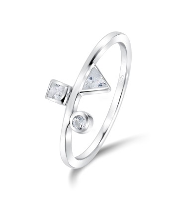 Geometric Shapes With CZ Stone Silver Ring NSR-4028